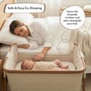 Venture Sona Next To Me Crib – Adjustable Baby Bed with Dropside, Premium Mattress, Breathable Mesh & Storage Shelf - No-Tool Assembly Bedside Baby Crib, Bassinet for Newborns 0–6 Months - Beige - 2