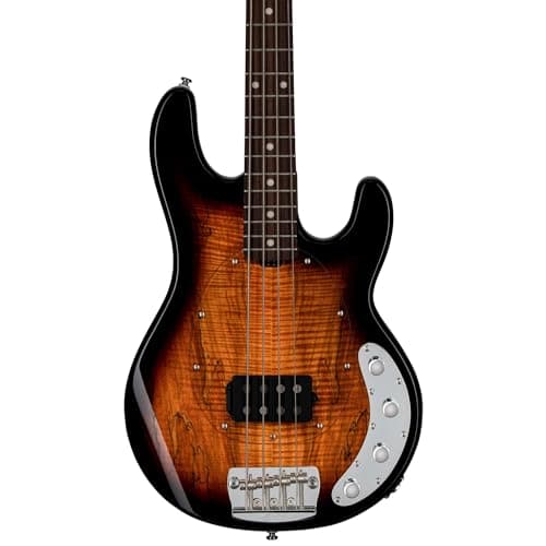 Sterling By Musicman StingRay RAY34 Spalted Maple 3 Tons Sunburst - Basso 4 corde