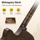 Donner Chitarra Acustica 4/4 per Adulto Principiante Chitarra Acustica Cutaway Kit con Pickup Mini Jumbo 40 Pollici con Borsa Cinghia Corde Capo Plettri Nero - 4