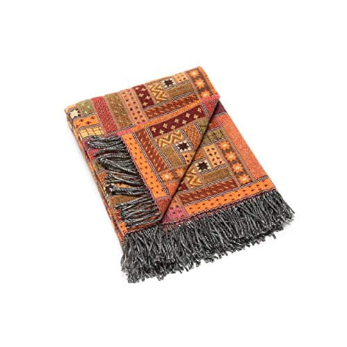 WoolMe 100% Merino Wool Blanket Marta - Wool Throw Blanket for Bed - Bedspread for Sofa, Single Double Size - Cosy, Warm Throws for Sofas Large, Made in Europe, 51x70 in (130x180 cm) - Red Orange