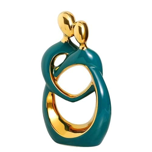 QBMYCN Statua in ceramica di coppia che abbraccia, statua di arte astratta moderna, scultura romantica di coppia astratta, per soggiorno, camera da letto, ufficio, ingresso, camino.