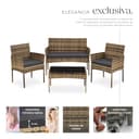 tectake® Conjunto Jardin Exterior de Ratán, Muebles Jardin Exterior para 4 Personas, Muebles Terraza con Mesa de Vidrio, Sofa Exterior y Sillas con Cojines Lavables, Sillon Cómodo - Natural - 3