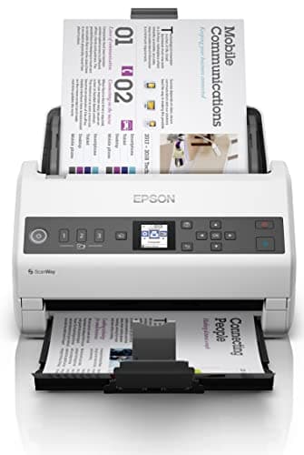Epson Workforce DS-730N Standalone Network Scanner with Single Sheet Feeder and Ethernet Network, Reliable A4 Document Scanner with High Scan Speed, Ideal for the Office, White