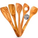 TOPANBIETER 999 Hochwertiges 5-teiliges Küchenlöffelset, Made in EU, 3 Löffel und 2 Spatel, nachhaltiges Olivenholz, langlebig und antibakteriell, Küchenhelfer-Set - 8
