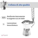 amorili Collana con Pendente Moka Caffettiera in Argento 925 Invecchiato – Gioiello Artigianale Made in Italy per Amanti del Caffè – Catena Unisex Regolabile - cln0137b - 3