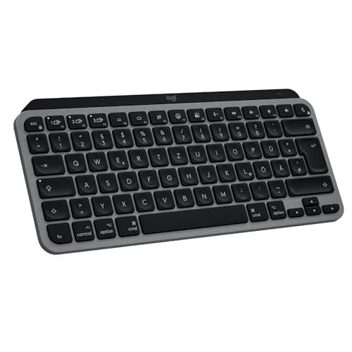 Logitech MX Keys Mini für Mac – minimalistische kabellose Tastatur für MacBook Pro, MacBook Air, iMac, iPad, Bluetooth, Tasten mit Hintergrundbeleuchtung, USB-C, flüssiges Tippen, DEU QWERTZ - Grau