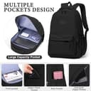 Lahrma Travel Backpack Womens, Lightweight 14 Inch Laptop Rucksack Bag for Men, Splash-proof & Casual Daypacks for School College Work (Black) - 4