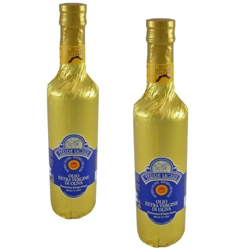 Olio Riviera Ligure DOP extra vergine di olive 100% Taggiasche, lt 0,50 x 2 fasciato oro