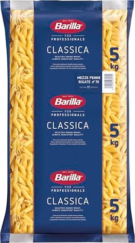 Barilla Hartweizen Pasta Mezze Penne Rigate n. 70 – 1er Pack (1x5kg)