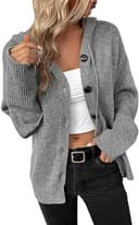 WINARA Cárdigan de Punto para Mujer, otoño e Invierno, cárdigans para Mujer, Suelto, Suave, suéter con Capucha, Ligero Frente Abierto (FR/ES, Letras, L, Regular, Regular, Gris) - 1