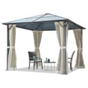 TOOLPORT Gazebo da giardino 3x3 m tetto di policarbonato da ca. 6 mm con teli laterali e zanzariere in crema - 1