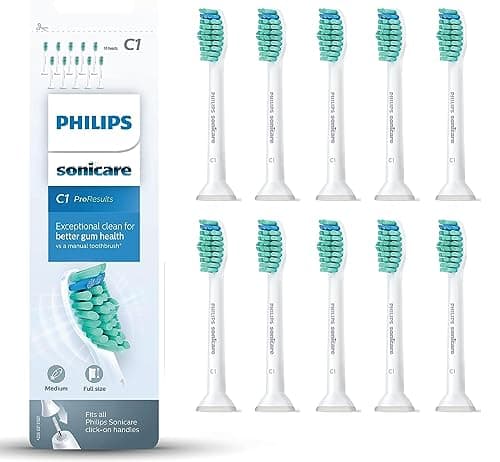 Philips Sonicare Cabezales Originales ProResults Standard para Cepillo de Dientes Eléctrico Sónico – Paquete de 10 unidades en Blanco (Modelo HX6010/32)