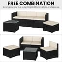 Yaheetech 5 Pieces Patio Furniture Set, PE Rattan Garden Modular Lounge Sofa Set with Tempered Glass Table and Water-Resistant Cushions for Patio, Balcony (Black/Beige) - 9