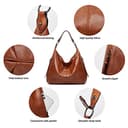 Pahajim Bolsos de Mujer Bandolera Mujer Bolso Hobo PU Piel Bolso Grande Tote de Hombro Conjunto de Bolso y Cartera 3pcs para Shopper,Trabajo(Marron) - 4