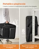 FEANDREA Trasportino per Cani, Gabbia Pieghevole per Animali Domestici, Taglia XL, Tessuto Oxford e Maglia, Traspirante, Portatile, Struttura in Metallo, con Manici e Tasche, 81 x 58 x 58 cm, Nero PDC80H - 4