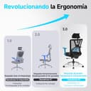 Ticova Silla de Oficina Ergonómica - Silla Escritorio Respaldo Alto con Soporte Lumbar Ajustable, Reposacabezas y Reposabrazos 3D - 130°Silla de Computadora Silla de Malla Mecedora - 7