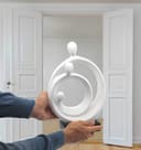 Elegante escultura « Familia » - Moderna figura de cerámica de 34 cm - Decoración intemporal para el salón y para el nacimiento - Estatua decorativa en blanco y negro - 3