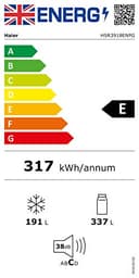 Haier SBS 90 Series 3 Freestanding American Fridge Freezer, Side by Side, Total No Frost, E Class, Multi Air Flow Technology, 528L Total Capacity, Quiet, Gentle Silver, 91x66x177.5 cm - HSR3918ENPG - 7