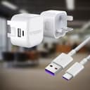 For Realme GT6 GT5 GT Neo6 12 Pro 11 Pro 10 Pro C67 C65 C55 Charger Plug and Cable [20W Dual Port] [5A Fast Charging] UK Mains Adapter USB-A to USB-C Braided Charger Cable - 2