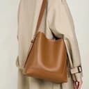 Fryloo Borse Borsa Tote A Secchiello in Morbida Pelle alla Moda da Donna Tracolla Multifunzionale di Fascia Alta Grande capacità-Marrone Chiaro - 3