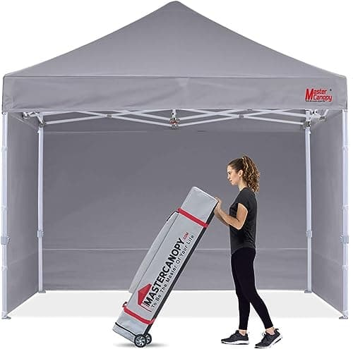 MasterCanopy Heavy Duty Pop-up Gazebo tent with Sidewalls (3x3M, Grey)