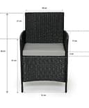 EVRE Black Rattan Garden Furniture Set Patio Conservatory Balcony Indoor Outdoor 4 Seater Piece Glass Top Coffee Table Modular Sofa Loveseat with Cushions - 6