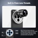 NEEWER Protectora Funda Móvil Compatible con OPPO Find X7 Ultra, TPU Resistentes + PC Funda Piel Sintética con 17mm Lens Mounts & 67mm Adaptador Filtro para Carga Inalámbrica, PA116 Negro + Plateado - 3