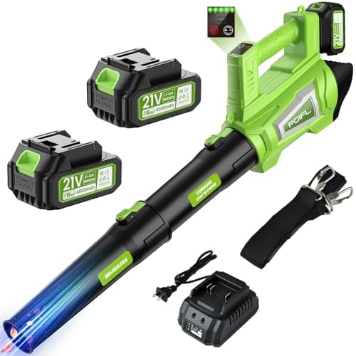 Soplador De Hojas Bateria, Velocidad Máxima del Viento 245 Km/h, Equipado con 2 Baterías De 4,0 Ah, Correa De Hombro De 1,6 m y Cargador Rápido, Utilizado para Limpiar Hojas De Jardín, Nieve, Polvo
