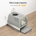 Lettiera per Gatti in Acciaio Inox, Lettiera Gatto Chiusa XXL, Toilette per Gatti Grande XL con Pala, Cassette igieniche per gatti, Doppio Strato Opaco- 60x40x39 cm - Grigio - 2