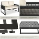 tectake® Set Salottino da Giardino, Telaio in Alluminio Antiruggine, Divano, Cuscini Spessi, Tavolo da Giardino, Regolabile, Set Salotto da Esterno, Design a Corda – Stile 2, 2 Posti + Tavolo - 5