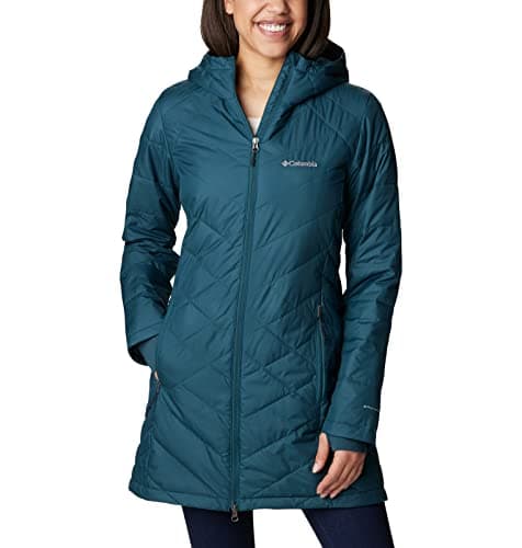 Columbia Women's Heavenly Long Hooded Puffer Jacket, Night Wave, XL