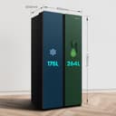 Fridgemaster American Side-by-side Door Fridge Freezer 439L Black with Water Dispenser MS83430DEB1, Total No Frost, Inverter Compressor, H177.7 cm x W83.2cm x D61cm, Energy Rating E - 4