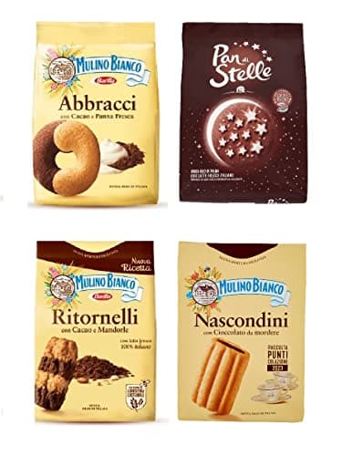 Mulino Bianco Biscuits Test Pack Abbracci Pan di Stelle, Nascondini, Ritornelli 3 x 700 g 1 x 600 g + Italian Gourmet Polpa 400 g