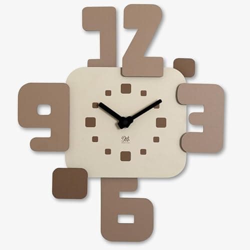 DEKORI - Orologio da Parete Moderno in Legno, Design Minimal Numeri Grandi 43x49 cm - Artigianale 100% Made in Italy - Silenzioso, Ideale per Casa e Ufficio - Idea Regalo -
