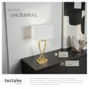 tectake® lampada da scrivania moderna, 60W, luce antiabbagliamento, paralume in tessuto, lampada da comodino struttura in ferro rivestito, base stabile, bajour comodino, design elegante - Color Ottone - 7
