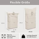 LARKSON Rucksack Damen Herren Beige - No 4 - Rolltop Backpack mit Laptopfach Uni, Arbeit & Fahrrad - Großer Reiserucksack - Wasserabweisend - 3