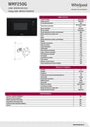Whirlpool - Microondas integrable WMF250G negro, 25 L, 900W, gril plato giratorio de 28 cm, 7 niveles de potencia - 8