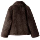 PANOZON Damen Reversjacken aus Kunstfell winterliche warme Langarmmäntel flauschige Oberbekleidung Kaffee S - 3