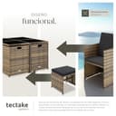 tectake® Conjunto Jardín Exterior de Ratán y Acero, Compacto y Agrupable en Cubo, Muebles Jardín Exterior Resistente a la Intemperie, para 4-8 Personas, Fundas Extraíbles y Funda Protectora - Natural - 5