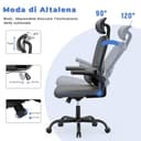 naspaluro Sedia da Ufficio Ergonomica Con Supporto Lombare Adattativo a Forma Di C, Poggiatesta Regolabile, Braccioli Ribaltabili, Poltrone Ufficio a Rete Traspirante per Scrivania, Casa,Grigio Nero - 5