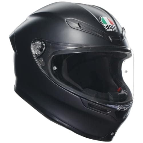 AGV K6 S Casco Integral ECE 22.06 – Casco de Moto para usuarios de Gafas, Carcasa de aramida de Carbono, Visera Pinlock MAX Vision, Sport Touring, Negro Mate, XXL