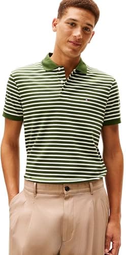 Tommy Hilfiger Polo de algodón líquido REG Seasonal MW0MW39994 S/S para Hombre, Verde, M, Verde (Pino de montaña/pétalo de Marfil), M