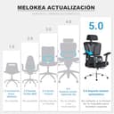 MELOKEA Silla de Oficina Ergonómica, Reposabrazos 4D, Profundidad de Asiento Ajustable, Ruedas de Goma, Inclinación de 4 Niveles, Cómodo para Personas Altas, Estudio & Despacho, Silla Escritorio 200KG - 7