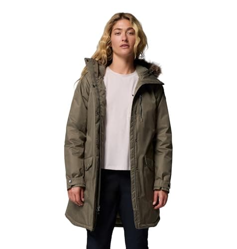 Columbia Suttle Mountain Long Insulated Jacket, Waterproof, Termoriflettente, Imbottitura sintetica, Maniche regolabili, Pelliccia sintetica staccabile - da donna