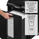 Fellowes AutoMax 100M, Destructora trituradora de Papel, Mini Corte (DIN P-4), destruye hasta 100 Hojas de Manera automática (10 manualmente), tritura Grapas, Tarjetas de crédito y Clips, Color Negro - 3