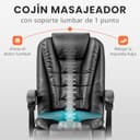 JUPPLIES Silla de Oficina Reclinable con Cojín Lumbar Masajeador – Sillón con Altura Ajustable y Ruedas Silenciosas, Respaldo Alto de PU Acolchado para Escritorio, Estudio o Trabajo (Negro) - 5