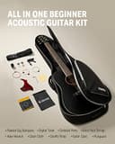 Donner Chitarra Acustica Kit 41 Pollice Chitarra Folk 4/4 Dreadnought Chitarra Set per Adulto Principiante Studente con Custodia Corde Plettri Capotasto Cinghia Nero - 5