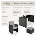 tectake Poly Rattan Sitzgruppe, 5- teiliges Lounge Gartenmöbel Set mit Tisch, Sessel & Hocker, Essgruppe für bis zu 4 Personen, Garten und Balkon Möbel inkl. Polster - schwarz/grau - 6