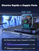 Glangeh Trasmettitore FM Bluetooth 5.3 per Auto [Ricarica Rapida PD 36W+QC3.0 18W], 2026 Upgrated Adattatore Bluetooth Auto Audio Radio con Doppi Microfoni, Car Kit Chiamata Vivavoce, Supporta Siri - 2