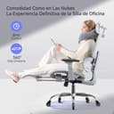 LarkLeaves Silla de Oficina Ergonómica con Reposapiés y Almohadilla Cervical - Respaldo Ajustable 5 Niveles, Soporte Lumbar 2D, Ruedas de Goma Silenciosas, Malla Transpirable para Oficina, Gris - 7
